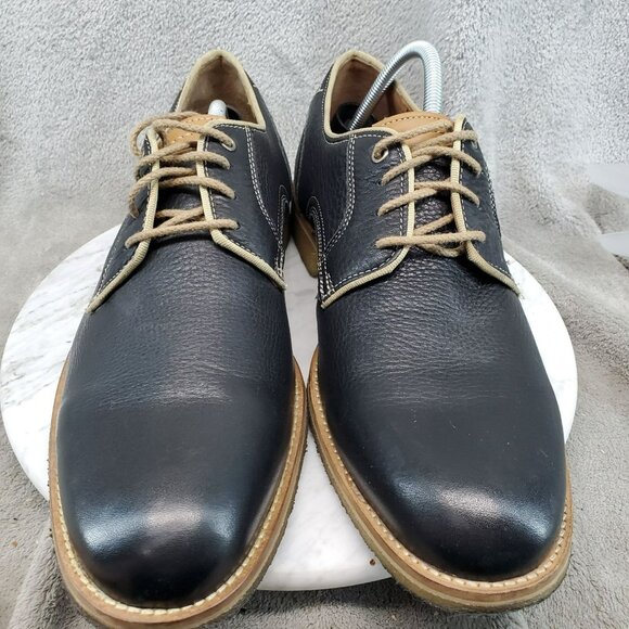 Johnston & Murphy Shoes Mens Size 12 Black Sheepskin Leather Howell Oxford - Picture 3 of 10